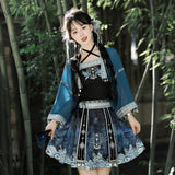 Pavilion Original Design Silver Bell Hanfu Women's Chinese Style Improvement Han Element Blouse Sling Half-Skirt Set 9262