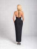 Red Model Hot Gold Diamond Black Hanging Neck Dress Sexy Banquet Bandge Dresses