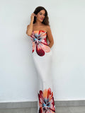 Positioning Print Medium Long Bag Hip Dress Sexy Breast Repair Dress Summer HZ0628