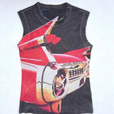 Summer Model Aircraft Printed Vest Sleeveless Coat Women's Top Vest Y2k Harajuku Top DJPT