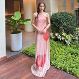 Women's Clothing Hanging Neck Big Bare Back A Word Loose Print Dress DJPT