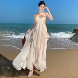 Temperament Hanging Neck Sling Dress Women's Summer Dress Bare Back Seaside Beach Skirt