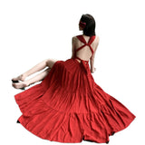 Temperament Tied With Hanging Neck Dress Female Summer New Hot Girl Bare Back Sexy Slimming A Word Dress