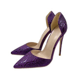Purple Embossed High Heels 12CM Pointed Thin-Heeled Women's Shoes Sandals High Quality Shoes