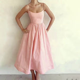 Summer New Women's Solid Color Low-Broth Sexy Bare Back Sling Dress