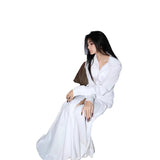 Sanguan Light Luxury Niche 2025 Early Spring White Long-Sleeved Shirt Dress Slimming Dress Dress