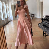 High-End Dress French Dress Sexy Hollow Sling Skirt Three-Dimensional Flower Long Dress