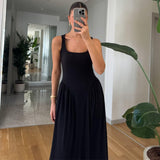 Summer New Women's Collar Sexy Sleeveless Wrinkled Temperament Dress Dress Dress Woman HZ0628