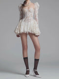 2025 New Vietnamese Small Design Fairy Sexy Short Dress Wrapped In Tective Trumpet Sleeves HZ0628