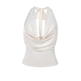 Spring 2025 New Women's Fashion Style Sexy Hot Girl Collar Hanging Neck Vest Top DJPT