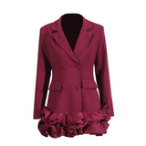 Fresh Sweet Style Suit Dress 2025 Summer New V-Neck Double Buckle Lotus Leaf Side Splicing Dress Woman