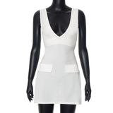 Women's Summer 2024 New Solid Color Dark V Sling Dewed Cleeveless Bust DJPT