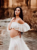 Chiffon Pregnant Women's Long Dress Set One Word For Summer Chiffon Pregnant Women To Take Pictures Maternity