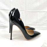 New Black Patent Leather High Heels 12CM Pointed Thin-Heeled Women's Shoes High Quality Shoes