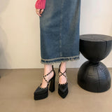 And Summer 2024 New Fashion Rivet Coarse And Hate High-Point Silk And Satin High-Heeled Walk Show Women's Singles Shoes High Quality Shoes