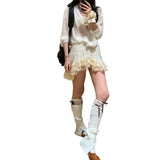 2025 Vintage Chiffon Lace Skirt Suit