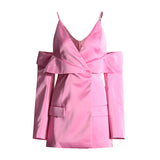 Trend Royal Sister Design Suit 2025 Spring New Shoulder Sling Hollow Design Pink Coat Woman
