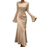 Women's Summer New Elegant Commute Pure Long Sleeve Fashion Dress DJPT