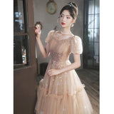 Dress Woman 2025 New Light Luxury Small High-End Small Banquet Senior Feeling Host Birthday Wedding Dress
