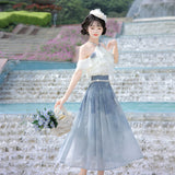 Design Wisto Yunchuan Chinese Style Improvement Han Elements Women's Blouse Half Dress Set 9204