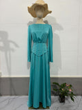 Autumn New Strap-In-String Diamond Collection Waist Thin Horn Sleeves Big Name Dress