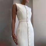 Summer New Elegant Temperament Belt Slimming Commuting Dress