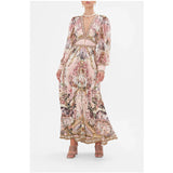 Niche Brand CML Retro Goddess Fairy Print V Collar Sexy Big Swing Flowing Dress