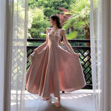French Pink Fading Dress With Sling Dress Birthday Dress Big Swing Pony Dress Woman