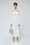 Knitted Long Dress 2025 Spring Famous Temperament Cross-Toning Knot Hollow Folded Slimming Dress