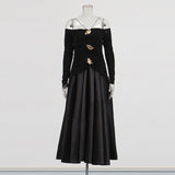 French Retro Style Dress 2025 Summer New Hanging Neck One-Word To Receive Waist Long Dress Dress Dress Dress