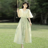 Blue Poetry Chinese Style Improvement Han Elements Women's Outer Sling Skirt Suit 9069