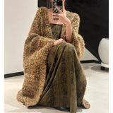 Autumn Yellow Striped Lazy Knitted Cardigan High Sense Gentle Loose Coat