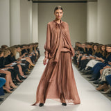 Dress 2025 Summer New Retro Fashion Design Feeling 100-Folded Bat Sleeve Dress Woman