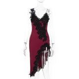 Sexy Deep V Sling Dress Body Show-Up Back Party Hottie Temperament Hip Skirt DJPT