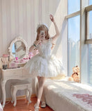 Ball Gown Straps Short Tulle White Lolita Dresses Party Dress Birthday Outfits SD1198