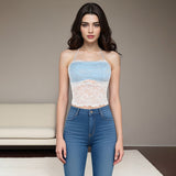 Sexy Hanging Neck Lace Blouse 2025 Summer New Umbilly Slinged Woman DJPT