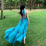 Temperament Tied With Hanging Neck Dress Female Summer New Hot Girl Bare Back Sexy Slimming A Word Dress