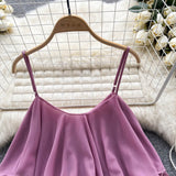 Summer Blouse Loose Lotus Side Shoulder Double Sleeveless Sleeveless Sling Sling Vest Woman DJPT