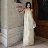 Zhao Sanguan The Same 2024 Flower Showback Dress Pure Fairy Gas U Neck Dress