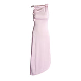 Dress Women's Dress Spring 2025 New Pink Sleeveless Bow Splicing Body Repair Long Dress
