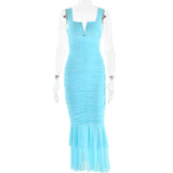 Spring And Summer Slings Splicing Dress Stylish Sexy Tatry Folded Fishtail FD9738 HZ0628