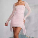 Pink Sexy High-End Pearl Skirt HZ0628