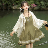 Design Cicdas Chinese Style Improvement Han Element Women's Shawl Sling Skirt Set 9132