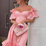 Women's Clothing In Autumn Of 2025 Sexy One-Word Shoulder Dot Dress DJPT