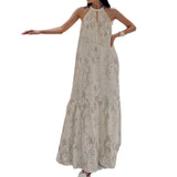 Summer New French Heavy-Brybeads Hooked Famous Hanging Neck Dress