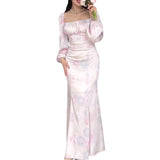 Women's Autumn French Style Collar Lantern Sleeve High-Waisted Body-Body-Cuffed Kite Skirt