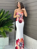 Positioning Print Medium Long Bag Hip Dress Sexy Breast Repair Dress Summer HZ0628