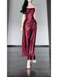 Sheath Spaghetti Straps Christmas Dress Burgundy Prom Dresses Birthday Outfits SD1167