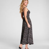 Women's Clothing In Front Of The Sleeveless Breast Strap Slings Broken Flowers Fork Dress DJPT