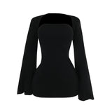 Autumn 2025 New Street Wind-Shock Knitted Dress Long Sleeves And Shoulders Two-Sleeves DJPT